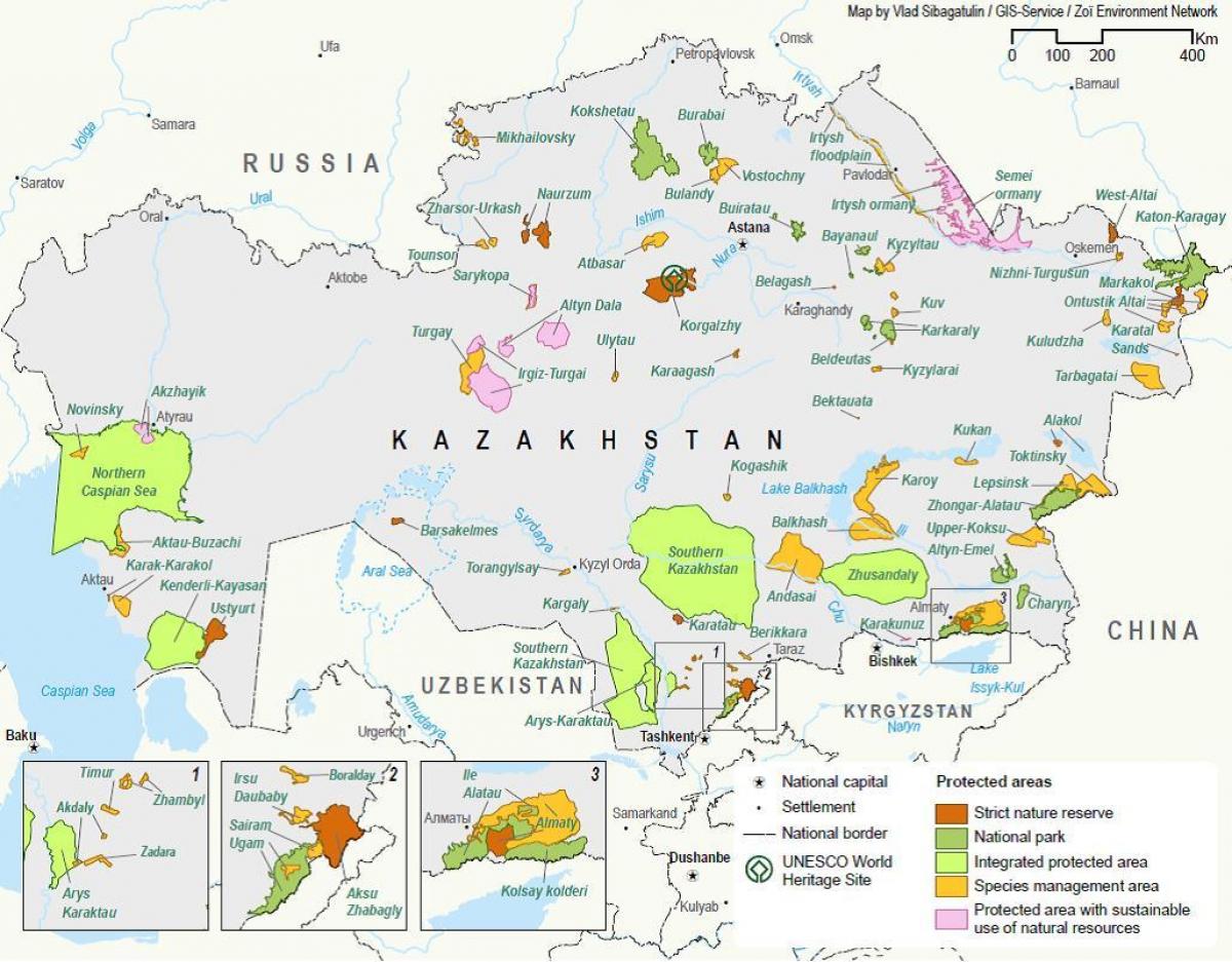 harta resurselor naturale din Kazahstan