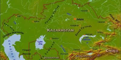 Harta fizică din Kazahstan