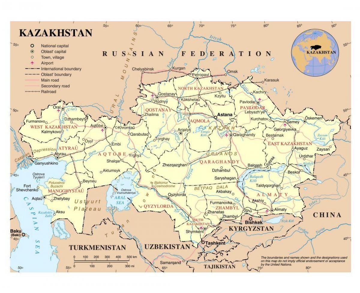 harta Kazahstan aeroporturi