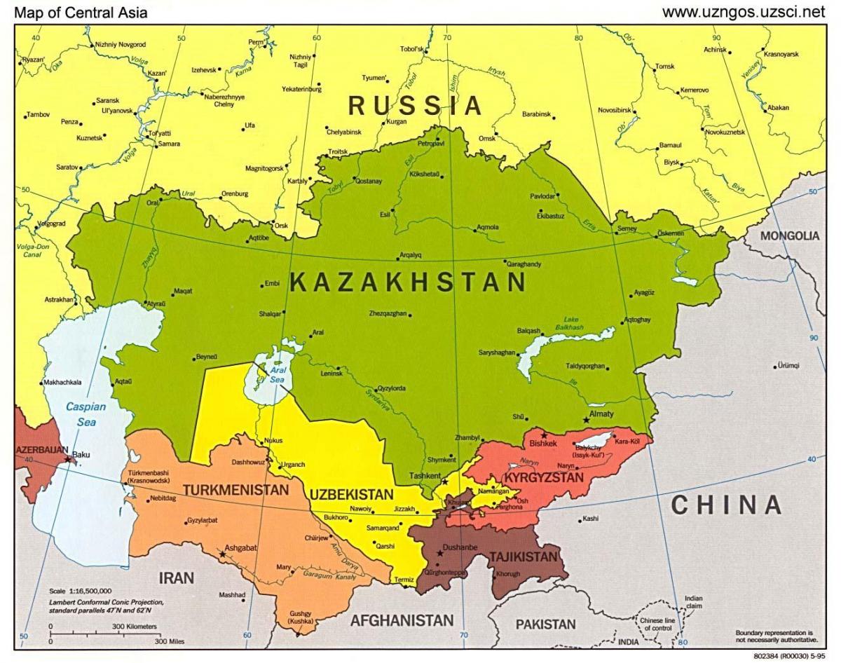 harta Kazahstan hartă asia